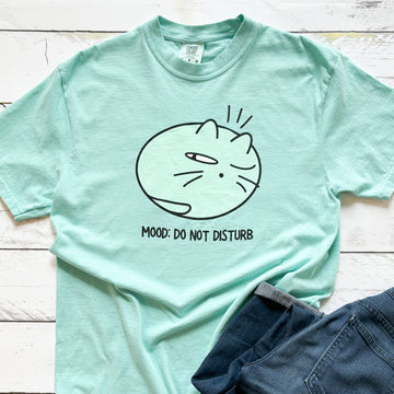 cat illustration of a cat with one eye open and do not disturb mood words