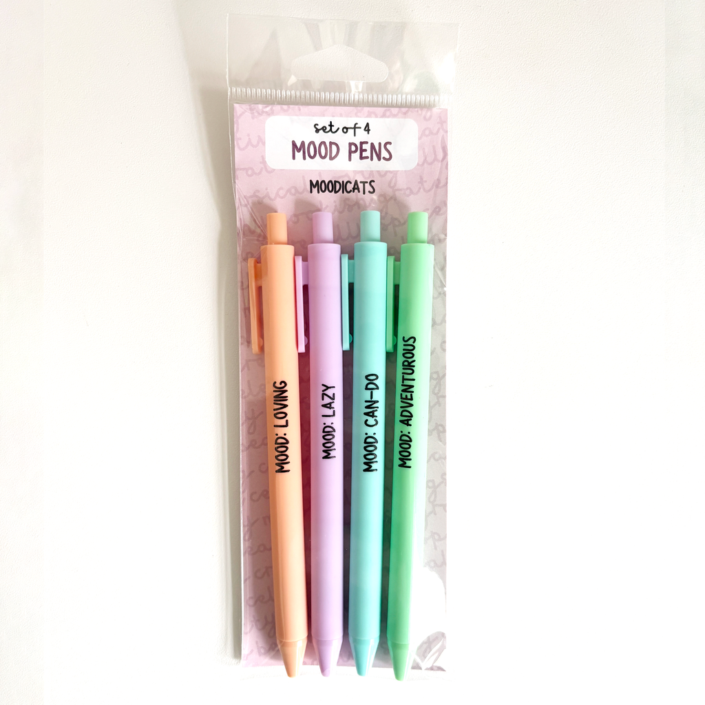set of four mood related pens