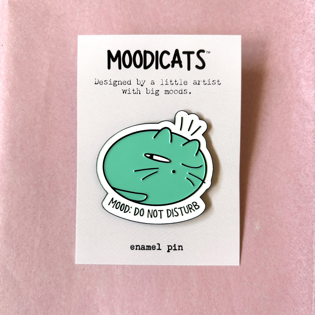 enamel cat pin with text do not disturb