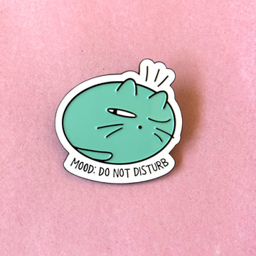 enamel cat pin with text do not disturb