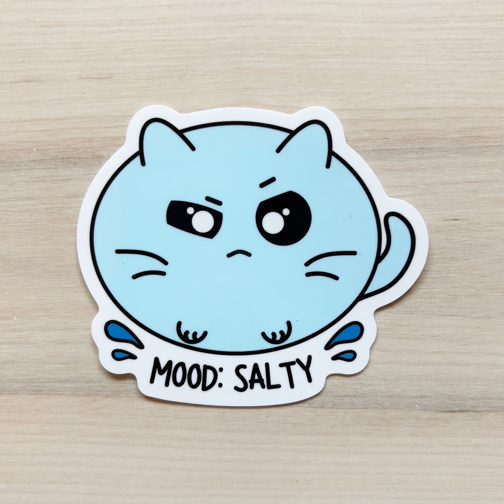 mood salty cat with water specks