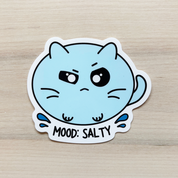mood salty cat with water specks